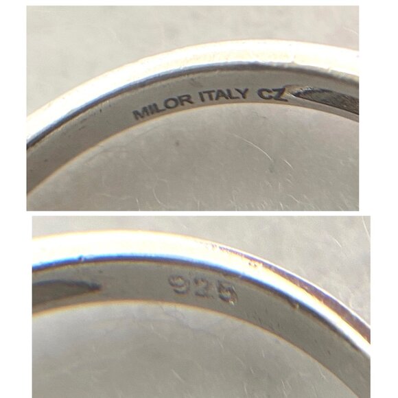 Milor Sterling Silver 925 Italy Pave Cubic Zirconia Heart Claddagh Band Ring - Picture 8 of 15